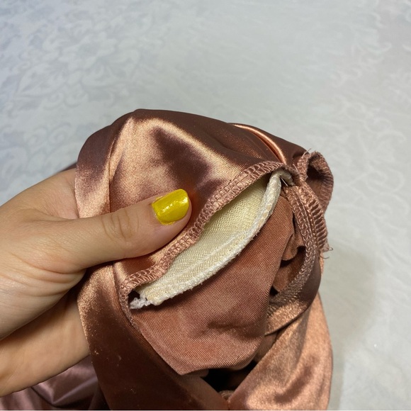 Drapey Cowl Neck Bodysuit Silky Shiny Rose Sleeveless Top Blouse Dressy Wom Sm - Picture 10 of 15